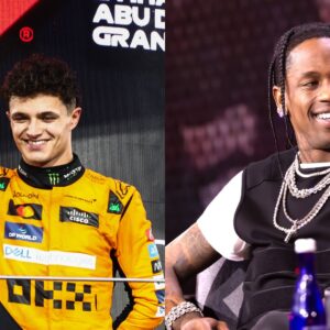 Lando Norris (L) and Travis Scott (R)