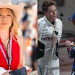 ruth buscombe, max verstappen and george russell