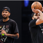 Nick Kyrgios (L) and Jayson Tatum (R)