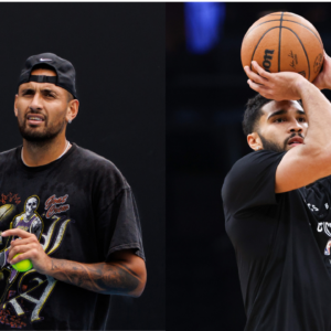 Nick Kyrgios (L) and Jayson Tatum (R)