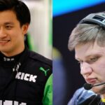 Zhou Guanyu (L) and Oleksandr s1mple Kostyliev (R)