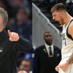 Steve Kerr (L) and Luka Doncic (R)