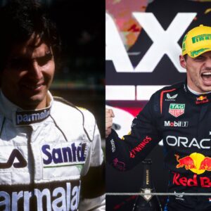 Nelson Piquet (L) and Max Verstappen (R)