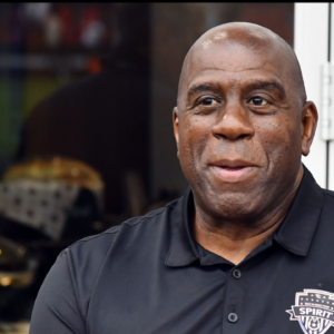 Washington Commanders owner Magic Johnson before the game against Portland Thorns FC at Audi Field.