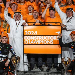 F1 Grand Prix Of Abu Dhabi Lando Norris of the McLaren F1 Team MCL38, Andrea Stella, Team Principal of the McLaren F1 Team, Zak Brown, CEO of McLaren Racing, and Oscar Piastri of the McLaren F1 Team MCL38, pose for a portrait to celebrate the Constructors World Champion during the F1 Grand Prix of Abu Dhabi at Yas Marina Circuit in Abu Dhabi, United Arab Emirates, on December 5 to 8, 2024