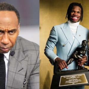 Stephen A. Smith [Left]; Travis Hunter with Leanna Renee [Right]