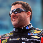 NASCAR Sprint Cup Series driver Tony Stewart during drivers introductions prior to the Samuel Deeds 400 at the Indianapolis Motor Speedway.