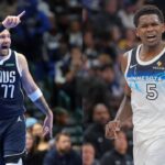 Luka Doncic(L) and Anthony Edwards(R)