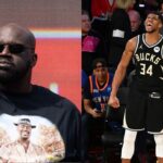 Shaquille O'Neal(L) and Giannis Antetokounmpo(R)