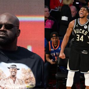 Shaquille O'Neal(L) and Giannis Antetokounmpo(R)