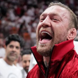 MMA fighter Conor McGregor attends game four of the 2023 NBA Finals between the Miami Heat and Denver Nuggets at Kaseya Center.