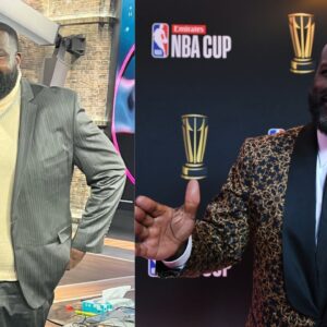 Kendrick Perkins (L) and Shaquille O'Neal (R)