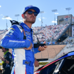 Oct 19, 2024; Las Vegas, Nevada, USA; NASCAR Cup Series driver Kyle Larson (5) during qualifying for the South Point 400 at Las Vegas Motor Speedway. Mandatory Credit: Gary A. Vasquez-Imagn Images