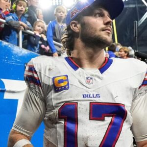 Buffalo Bills quarterback Josh Allen exits the field after 48-42 win over Detroit Lions at Ford Field in Detroit on Sunday, Dec. 15, 2024.