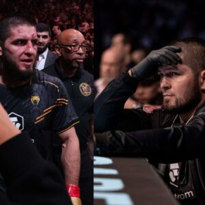 Islam Makhachev (L), Khabib Nurmagomedov (R)