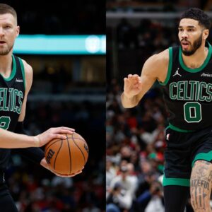 Kristaps Porzingis (L) and Jayson Tatum (R)