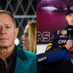 Martin Brundle (L) and Max Verstappen (R)