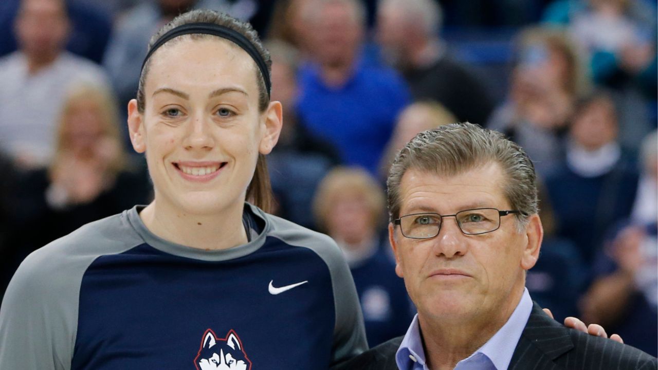 Breanna Stewart and Geno Auriemma