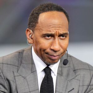 Stephen A. Smith (Stephen Smith) on the ESPN NBA Countdown live set at Intuit Dome.