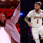 Dwyane Wade (L) and D'Angelo Russell (R)