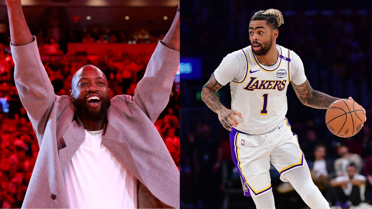 Dwyane Wade (L) and D'Angelo Russell (R)