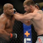 Daniel Cormier defends against Stipe Miocic during UFC 241 at Honda Center.