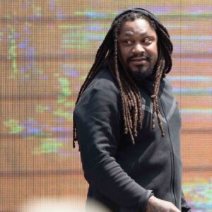 Retired NFL running back Marshawn Lynch makes an appearance as an Honorary Race Official before the start of the Toyota / Save Mart 350 at Sonoma Raceway.