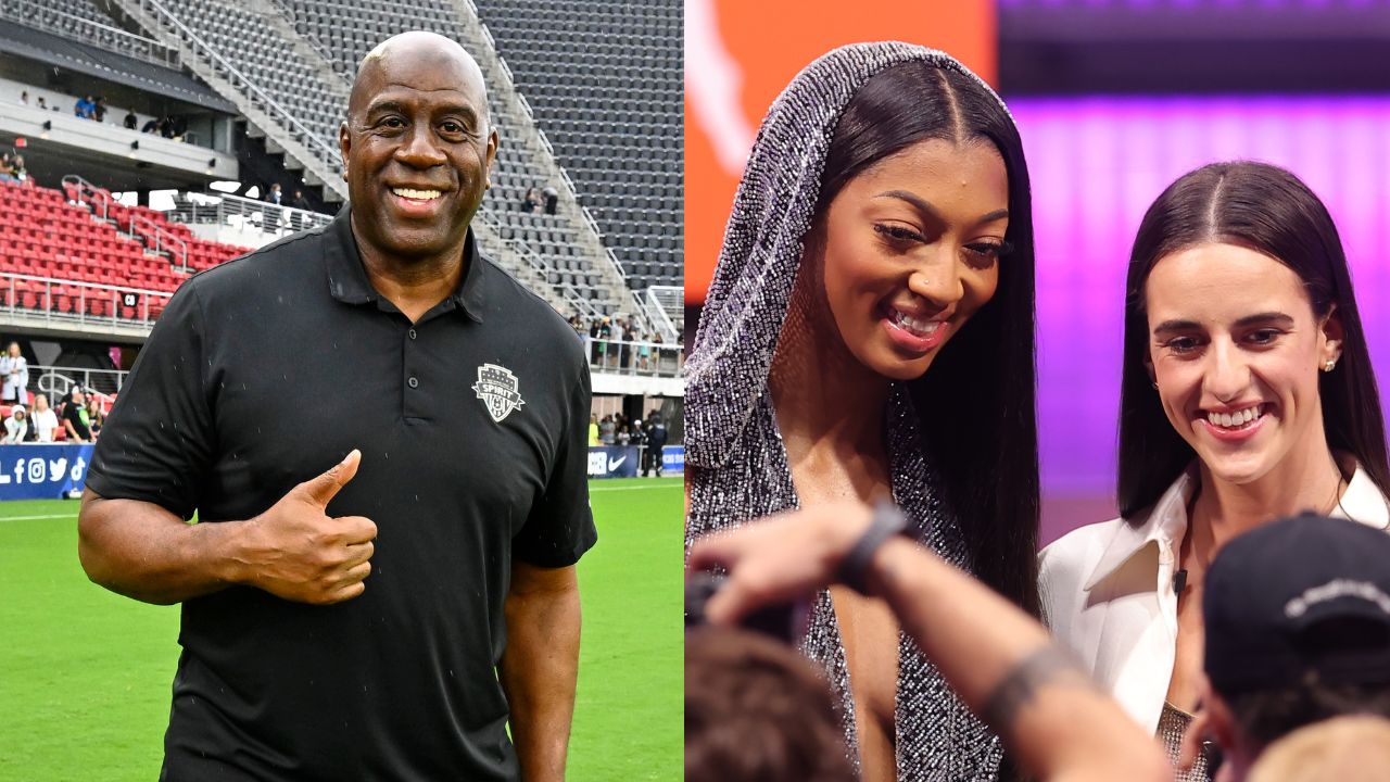 Magic Johnson (Left) and Angel Reese (Right)
