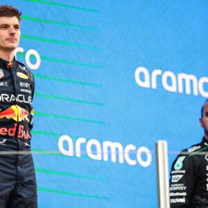 HAMILTON Lewis (gbr), Mercedes AMG F1 Team W15, portrait VERSTAPPEN Max (ned), Red Bull Racing RB20, portrait podium during the Formula 1 Aramco Spanish Grand Prix 2024