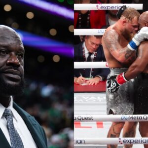 Shaquille O'Neal (L) and Jake Paul (R)