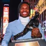 Colorado Buffaloes wide receiver/cornerback Travis Hunter after winning the 2024 Heisman Trophy.