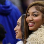Chicago Sky forward Angel Reese attends a NBA game between the Boston Celtics and Orlando Magic at Kia Center