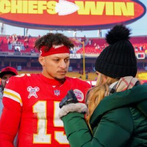 Kansas City, Missouri, USA; Kansas City Chiefs quarterback Patrick Mahomes (15) speaks to media after the win over the Houston Texans at GEHA Field at Arrowhead Stadium.