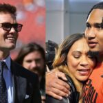 Tom Brady [Left]; CJ Stroud with mother Kim [Right]