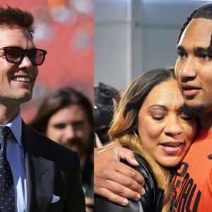 Tom Brady [Left]; CJ Stroud with mother Kim [Right]