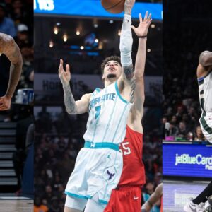 DeMarcus Cousins (L), LaMelo Ball (C), Damian Lillard (R)