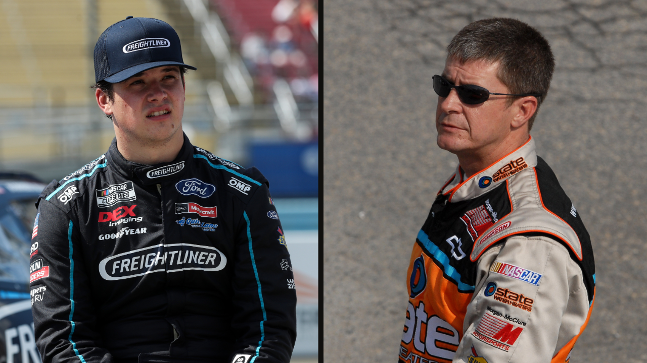 Harrison Burton (L) and Ward Burton (R). Image Credits: Imagn.