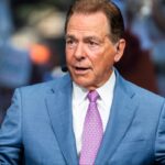 Former Alabama Football Coach and current ESPN analyst Nick Saban on the set of ESPN's College Game Day, at the University of Texas on the South Mall, ahead of the Longhorns' game against the Georgia Bulldogs