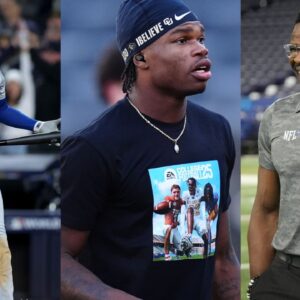 Shohei Ohtani [Left]; Travis Hunter [Center]; Michael Irvin [Right]