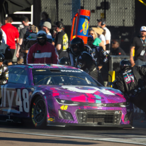 NASCAR Cup Series driver Alex Bowman (48) pits during the NASCAR Cup Series Championship race at Phoenix Raceway.
