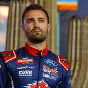 Nov 8, 2024; Avondale, Arizona, USA; NASCAR Truck Series driver Ty Majeski during the NASCAR Truck Series championship race at Phoenix Raceway. Mandatory Credit: Mark J. Rebilas-Imagn Images