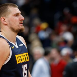 Denver Nuggets center Nikola Jokic (15) walks off the court after the game against the Washington Wizards at Capital One Arena.