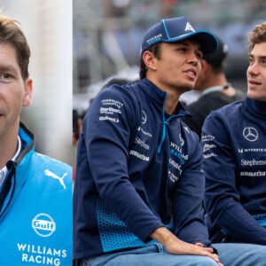 James Vowles (L), Alex Albon and Franco Colapinto (R)