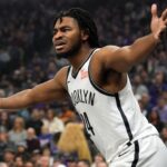 Brooklyn Nets guard Cam Thomas (24) gestures during the first quarter against the Sacramento Kings at Golden 1 Center.