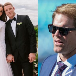 Olivia Culpo, Christian McCaffrey, and Greg Olsen