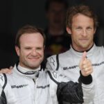 Qualifying for the Spanish GP 2009: Jenson Button (England, right) takes pole position - teammate Rubens Barrichello (Brazil, both Brawn GP) comes third