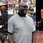 Giannis Antetokounmpo of the Milwaukee Bucks (L), Shaquille O'Neal (C), Trae Young of the Atlanta Hawks (R)