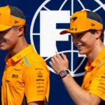 December 6, 2024, Abu Dhabi, Singapore, United Arab Emirates: LANDO NORRIS (GBR) of McLaren 4 and OSCAR PIASTRI (AUS) of McLaren 81 in the paddock on Friday 2024 Formula 1 Abu Dhabi Grand Prix at the Yas Marina Circuit. Abu Dhabi United Arab Emirates