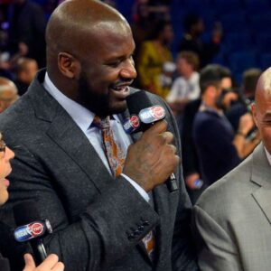 NBA former players Shaquille O'Neal, Charles Barkley and Karl Malone after the 2014 NBA All Star dunk contestat Smoothie King Center.