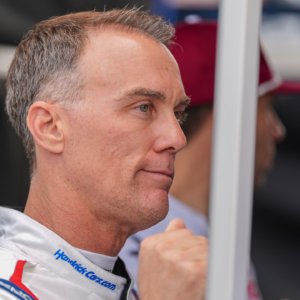 Kevin Harvick substitute driver for NASCAR Cup Series driver Kyle Larson (5) looks on before qualifying at North Wilkesboro Speedway.